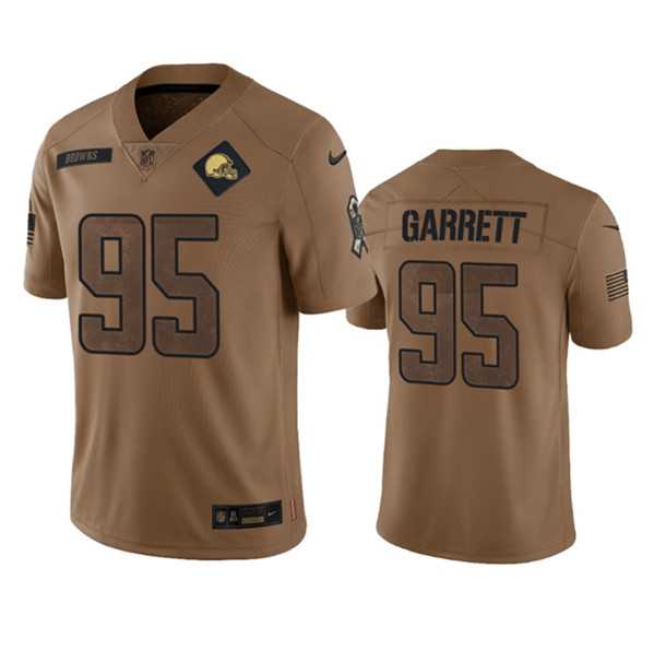 Men%27s Cleveland Browns #95 Myles Garrett 2023 Brown Salute To Service Limited Football Stitched Jersey Dyin->cleveland browns->NFL Jersey